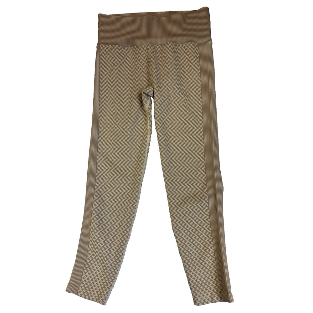 All In Motion Women's Med Beige Tan Houndstooth High Waisted Leggings Athleisure